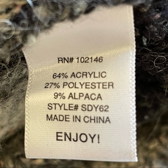 Michael Stars Alpaca Blend Black and Tan Ombre Hooded Zip-Up Sweater Size XS - Picture 7 of 11